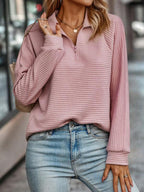 Half-Zip V-Neck Knit Sweater