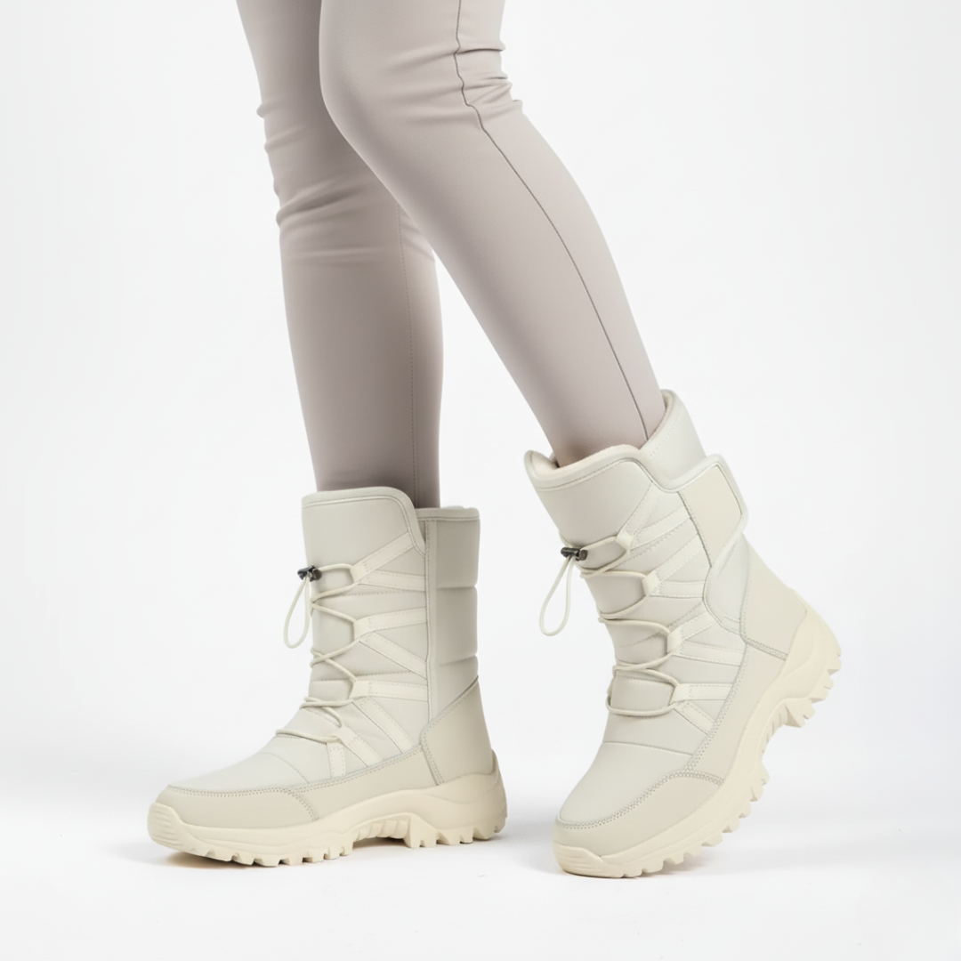 Unisex non-slip insulated winter boots in beige.