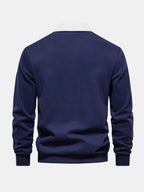 Polo collar sweatshirt with button placket and long sleeves, detail view