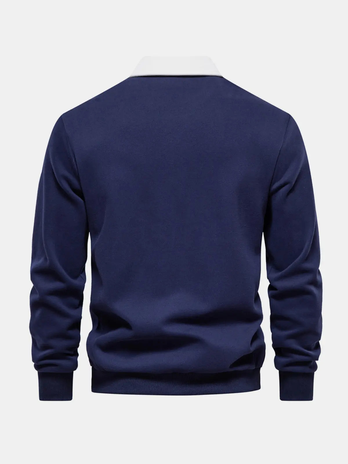 Polo collar sweatshirt with button placket and long sleeves, detail view