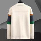 Striped knit jacket with two large front pockets, front view