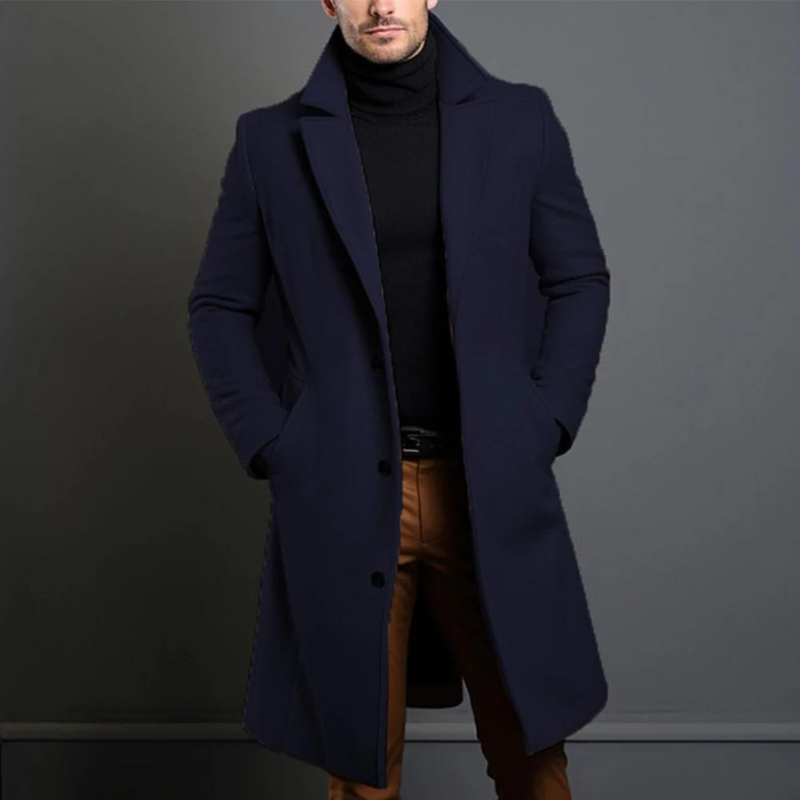 Classic wool coat in blue, regular fit, front view