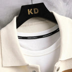 Striped knit varsity jacket in a relaxed fit, back view