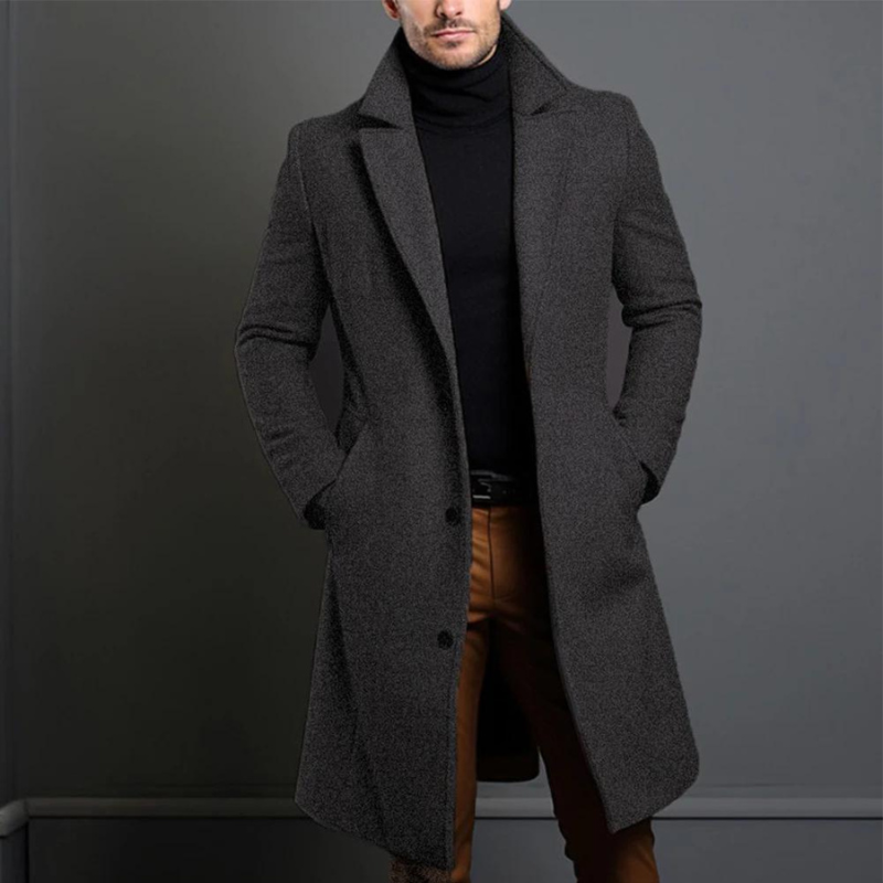 Classic wool coat in grey, regular fit, front view