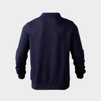 Quarter zip sweater with geometric print knit and stand collar, gallery view 5
