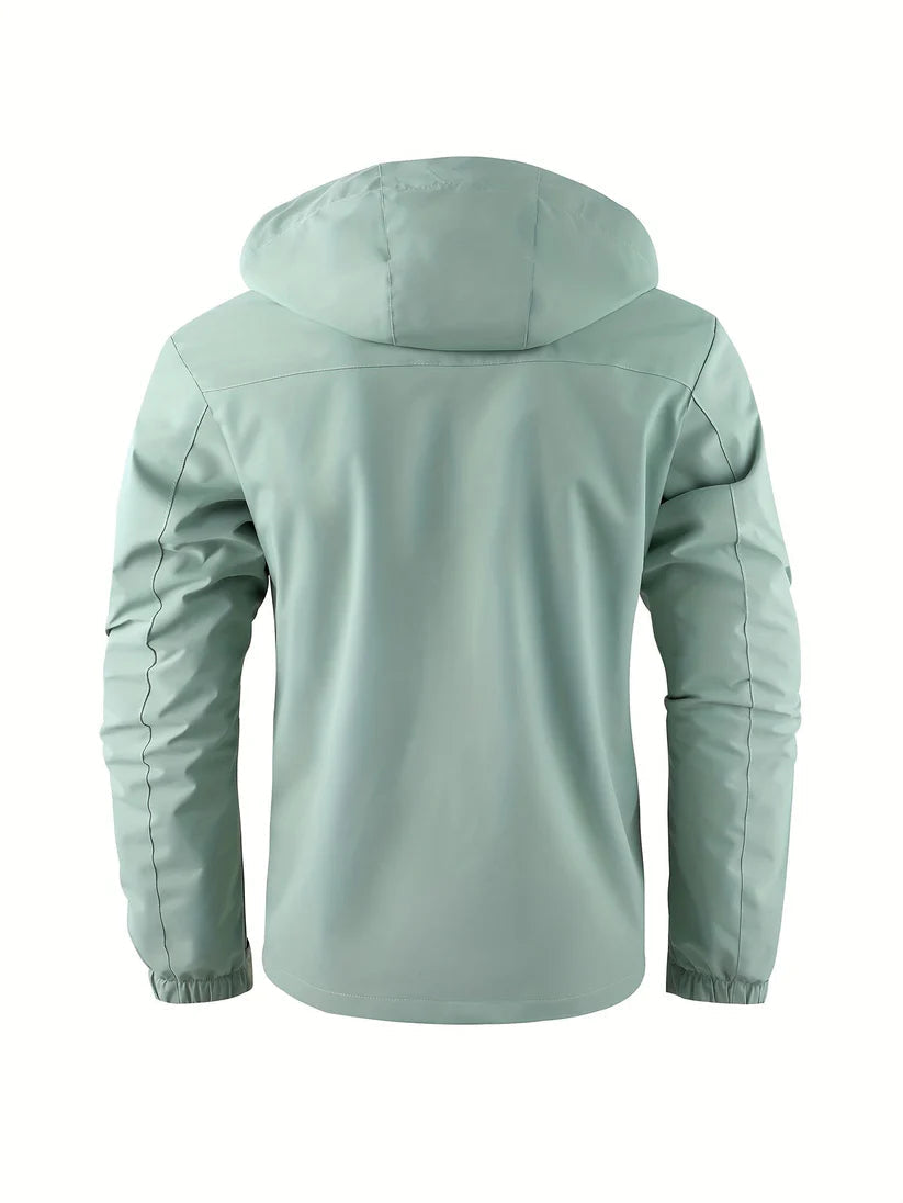 Waterproof winter jacket with insulated lining, side view