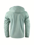 Waterproof winter jacket with insulated lining, side view