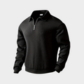 Quarter zip sweater with geometric print knit and stand collar, gallery view 1
