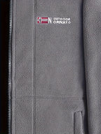 Fleece jacket high collar outdoor in navy, red, khaki, grey and black, protective collar detail.
