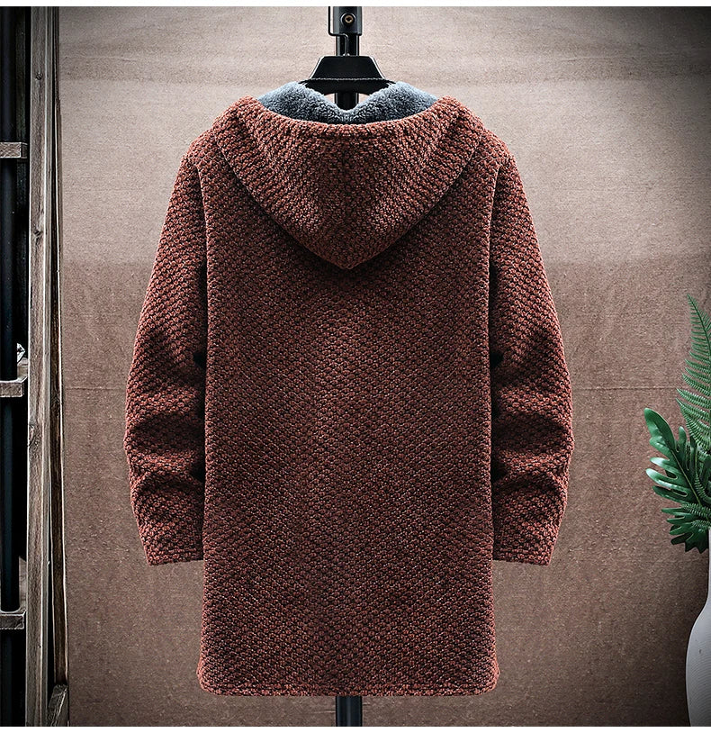 Wool blend zip-up jacket with deep side pockets, side view