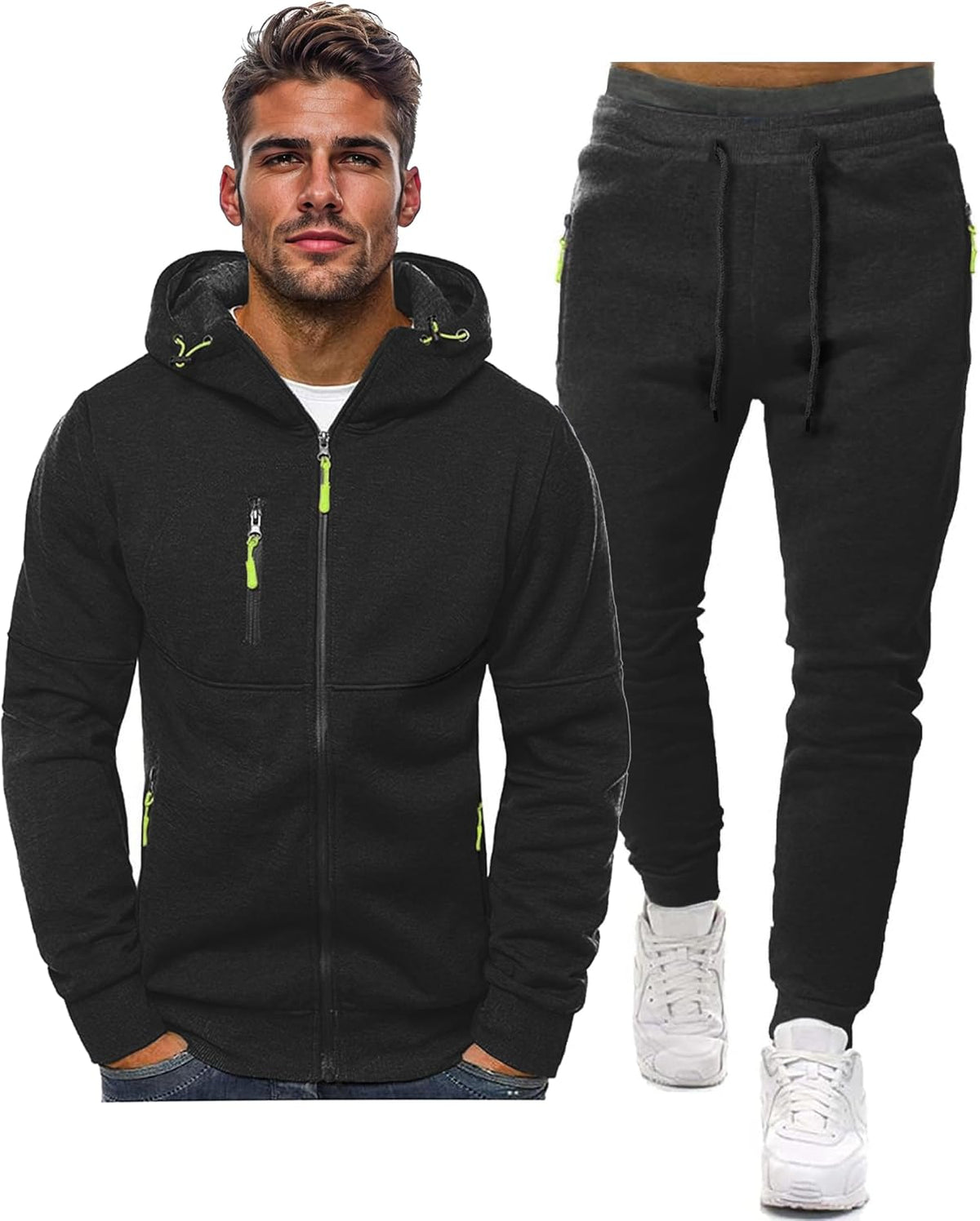 Tracksuit set slim fit breathable, matching pullover and joggers, gallery view 20