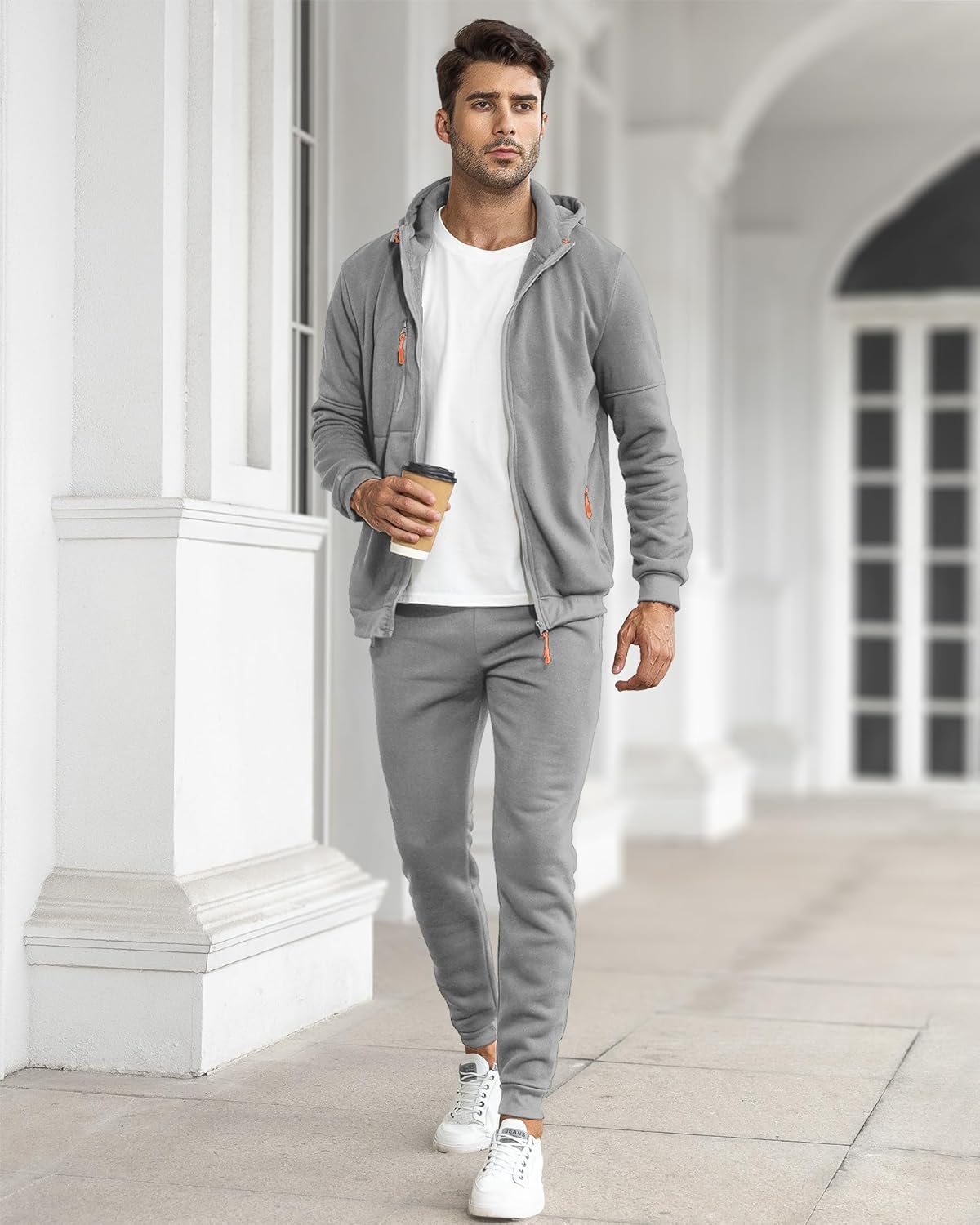 Tracksuit set slim fit breathable, matching pullover and joggers, gallery view 31