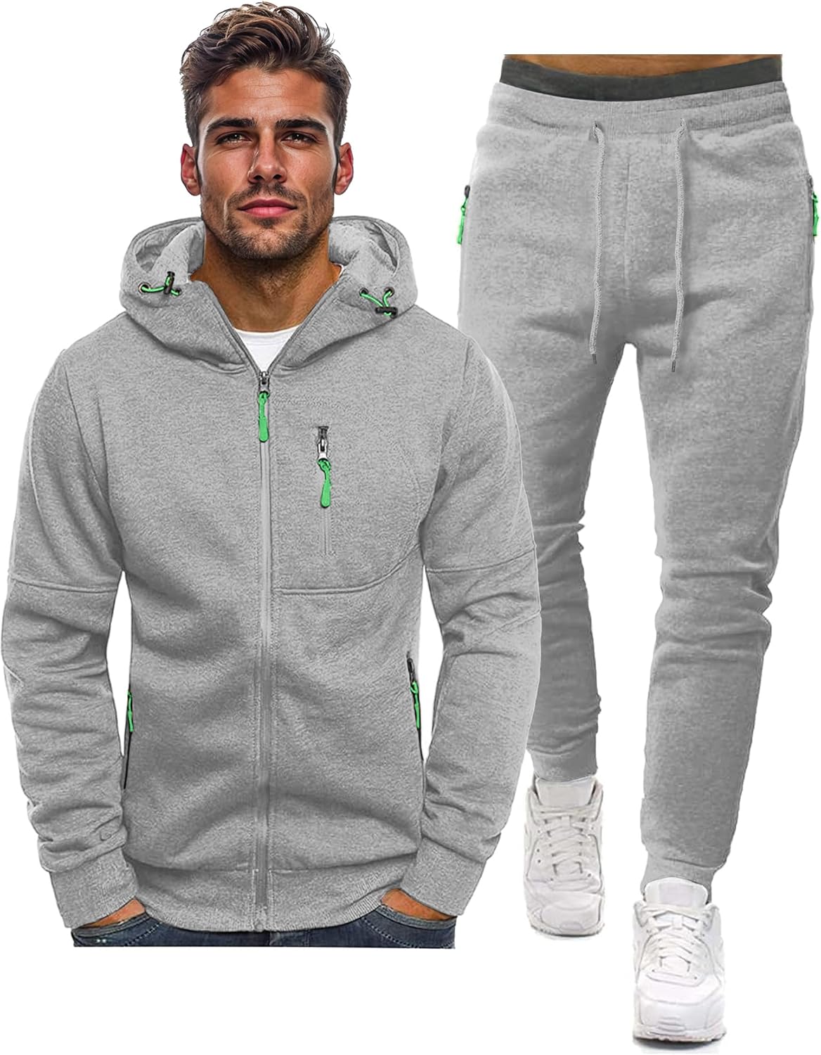 Tracksuit set slim fit breathable, matching pullover and joggers, gallery view 26