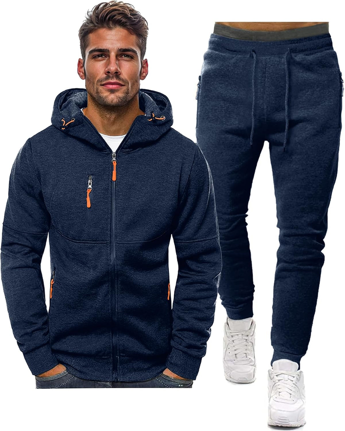 Tracksuit set slim fit breathable, matching pullover and joggers, gallery view 2