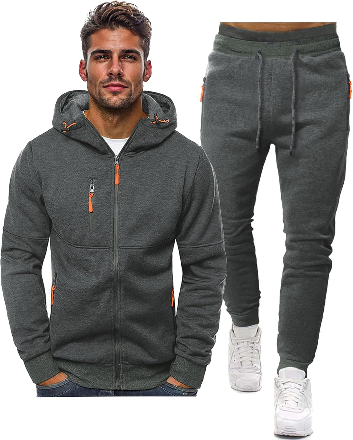Tracksuit set slim fit breathable, matching pullover and joggers, gallery view 8