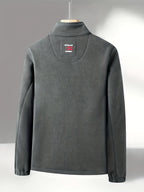 Fleece jacket high collar outdoor in navy, red, khaki, grey and black, lifestyle styling view.