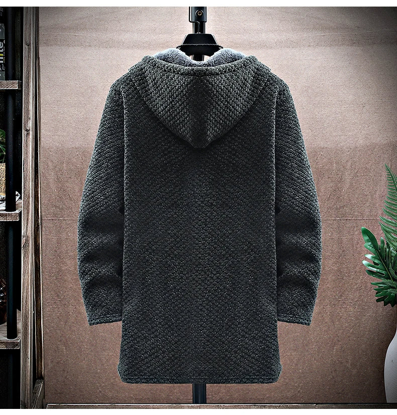 Wool blend fleece-lined jacket in a tailored fit, styled view