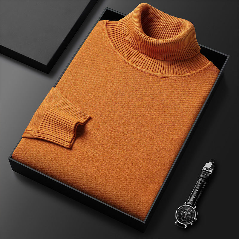 Turtleneck sweater in soft knit with smooth finish, orange