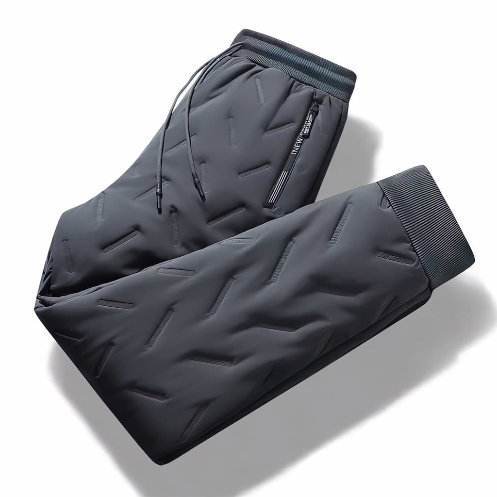 Thermal fleece-lined jogger pants, detail view of lining and pockets