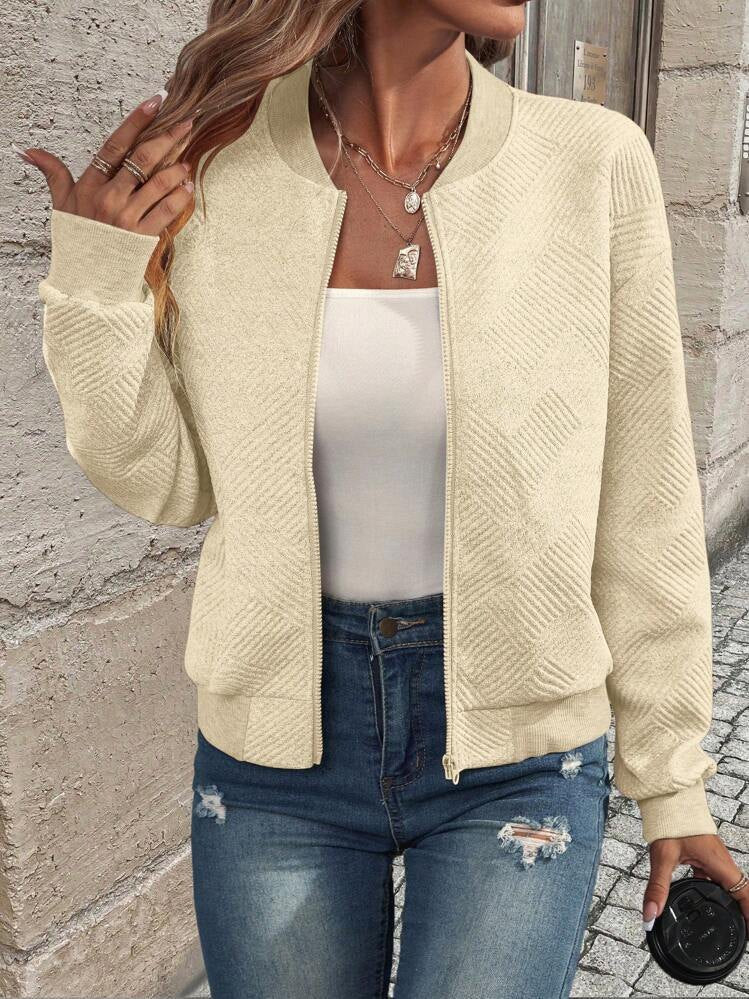 Lightweight bomber jacket with geometric pattern and regular casual fit