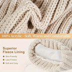 Winter knit hat, scarf and gloves set shown together, knitted winter accessories