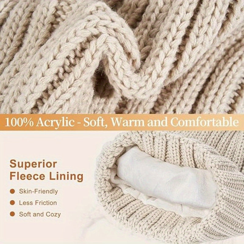 Winter knit hat, scarf and gloves set shown together, knitted winter accessories