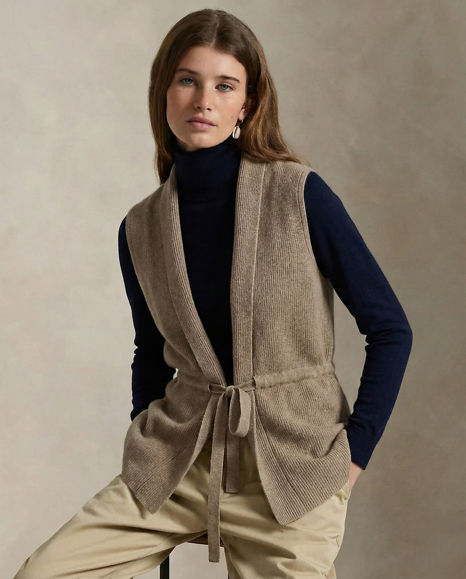 Belted Sleeveless Vest Knit