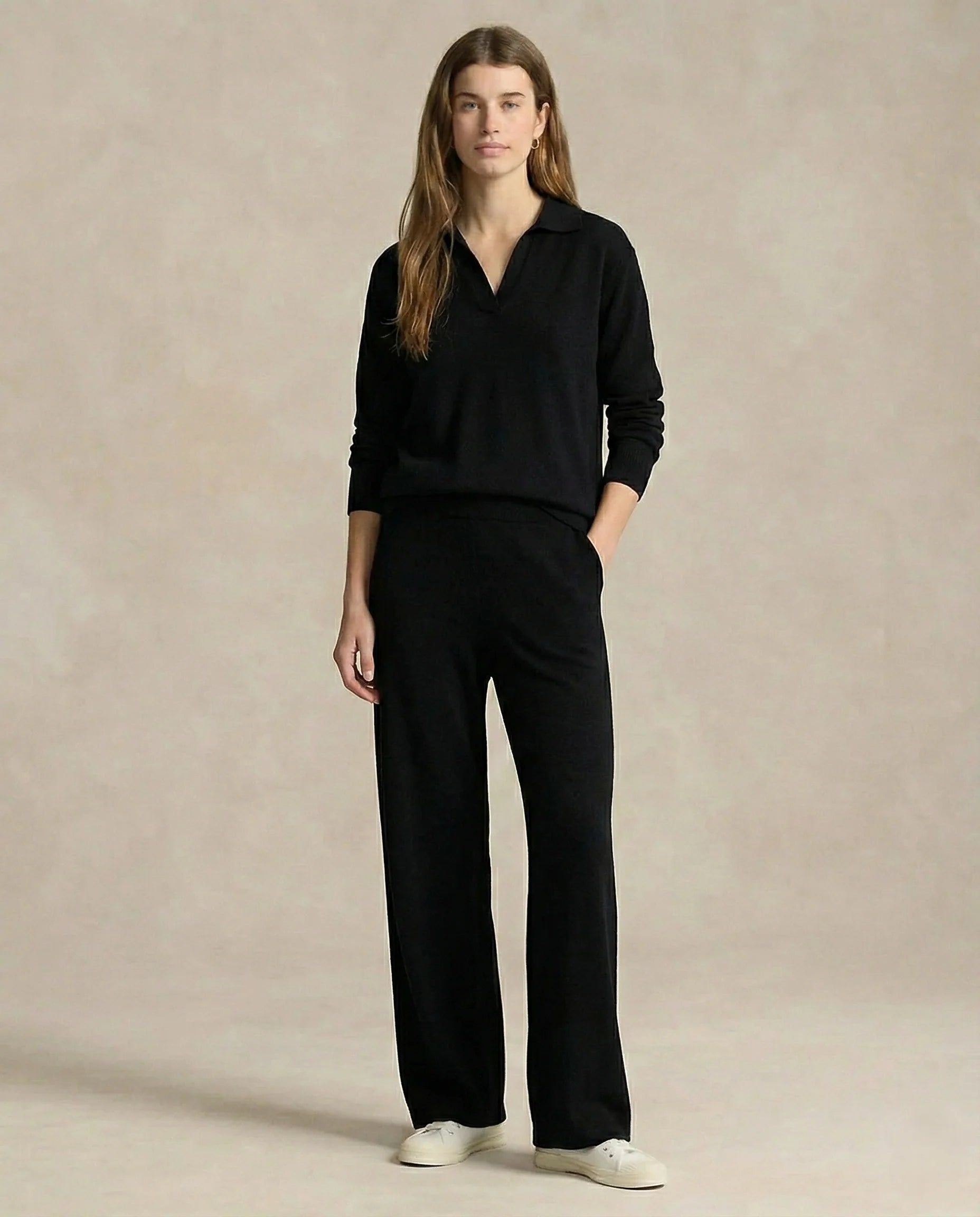 Polo-Collar Knit Two-Piece Set