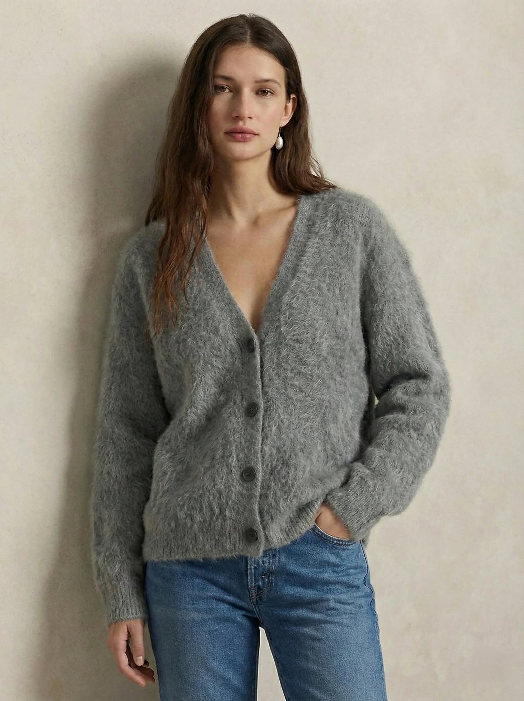 Oversized Fuzzy Knit Cardigan