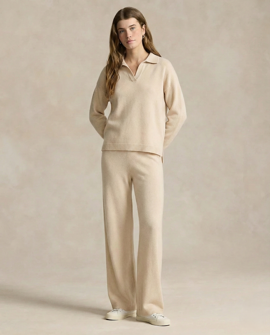 Polo-Collar Knit Two-Piece Set