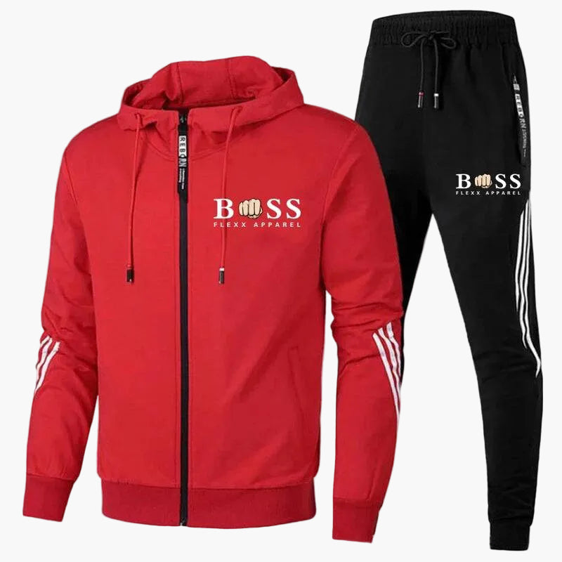 White hoodie tracksuit set styled with sneakers for training