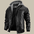 Hooded jacket leather-look with hidden zip, gallery view 1