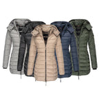 Hooded jacket with oversized fit and warm hood for all-season wear