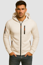 Zip up hoodie with adjustable hood and zip pockets, comfortable fit
