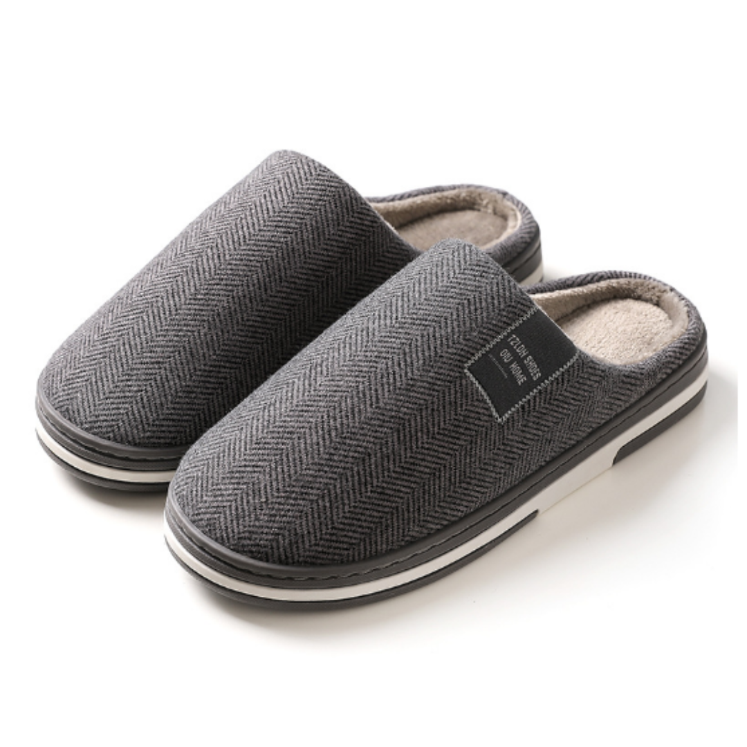 Slippers with luxe soft lining and sturdy non-slip sole, side view
