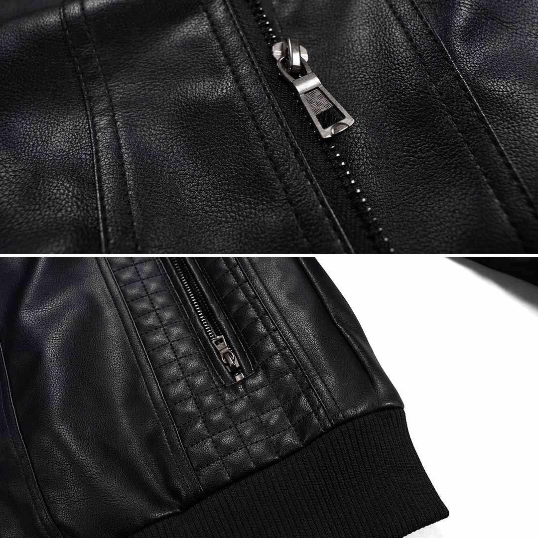 Hooded jacket leather-look with hidden zip, gallery view 5