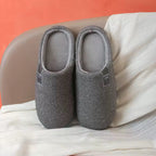 Slippers with soft lining and sturdy sole, worn lifestyle view