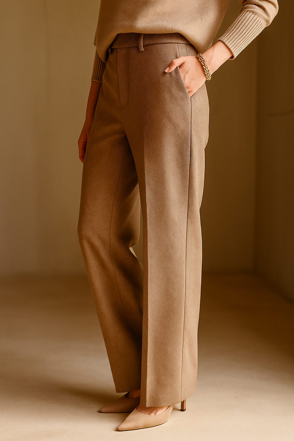 High-Waist Trousers Straight-Leg