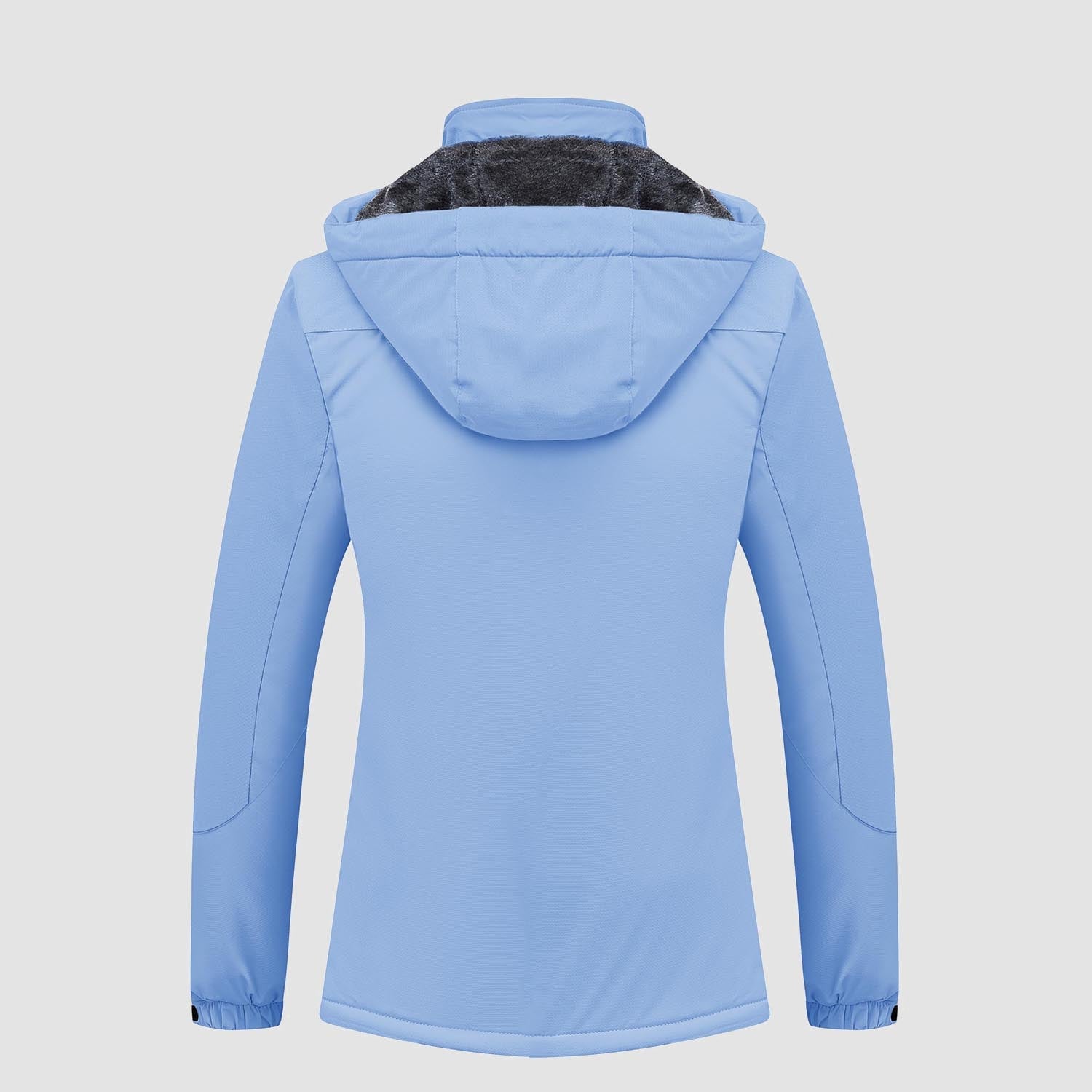 Hooded water-resistant ski jacket in White Black, fleece-lined with four zip pockets.
