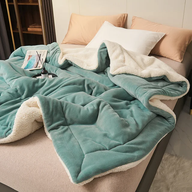 Flannel fleece blanket plush throw in blue, gray and black shades