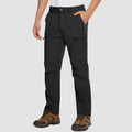 Black ripstop cargo pants with six pockets, water resistant hiking trousers