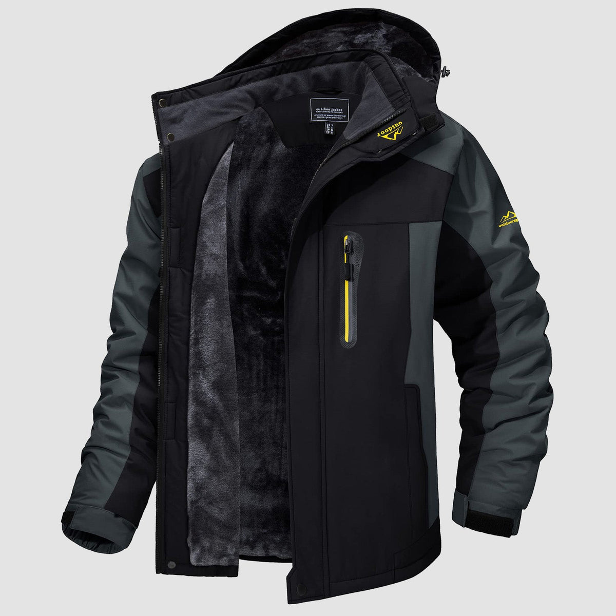 Water-resistant ski jacket in black grey