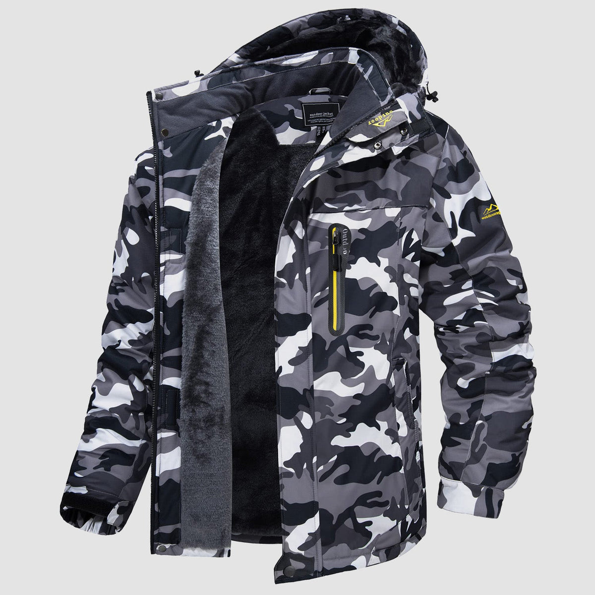 Water-resistant ski jacket in black camo