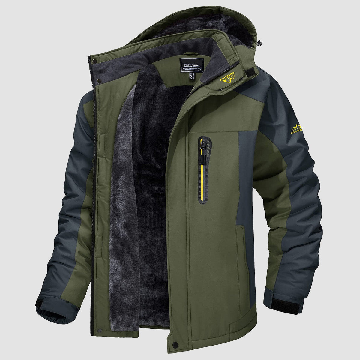 Water-resistant ski jacket in army green