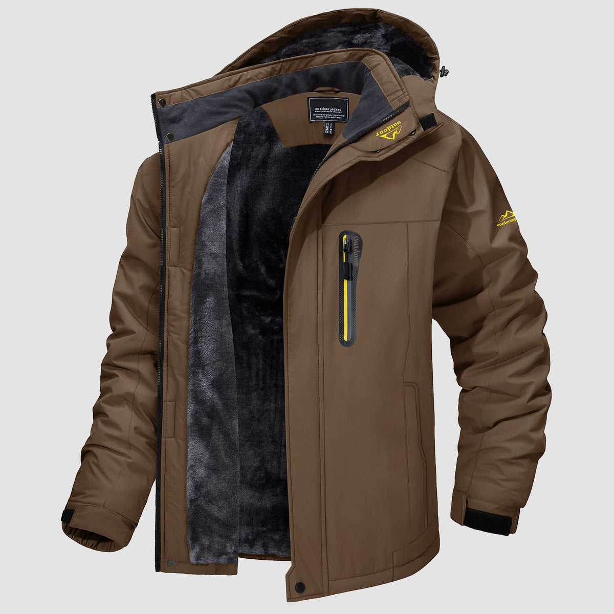 Water-resistant ski jacket in coffee