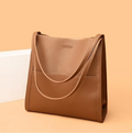 Leather-look shoulder bag with top zip closure, front view