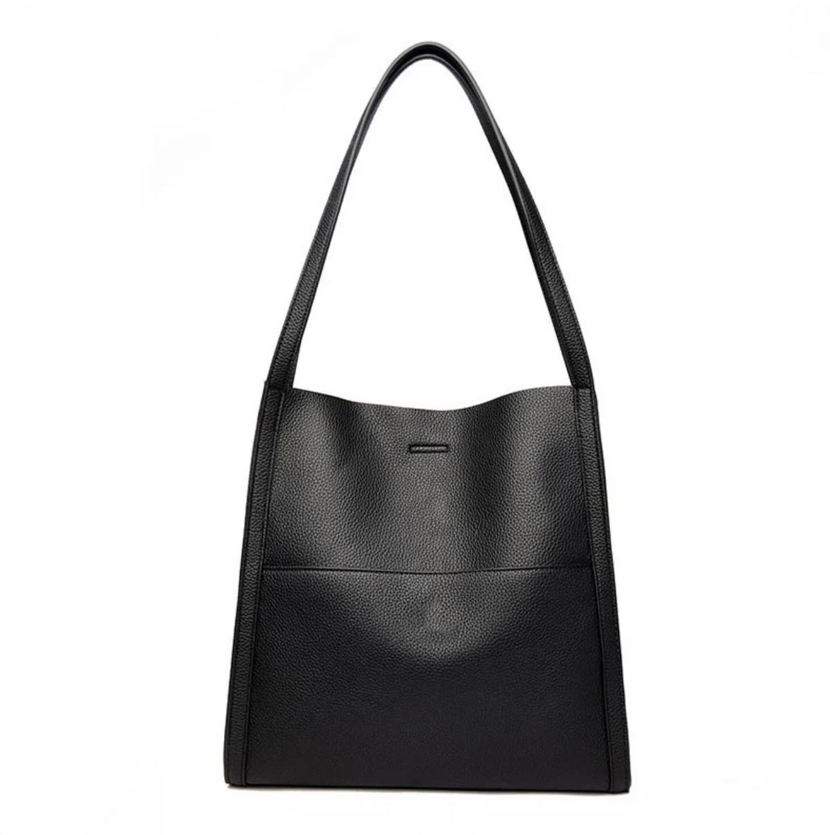 Black leather-look shoulder bag with spacious zip organizer