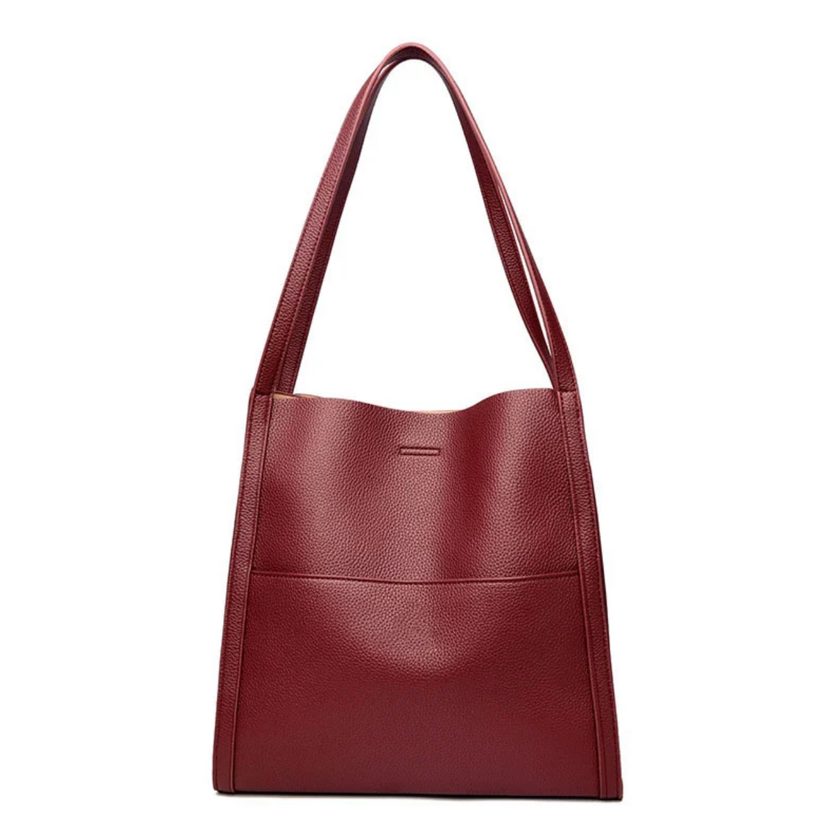 Red leather-look shoulder bag with spacious zip organizer