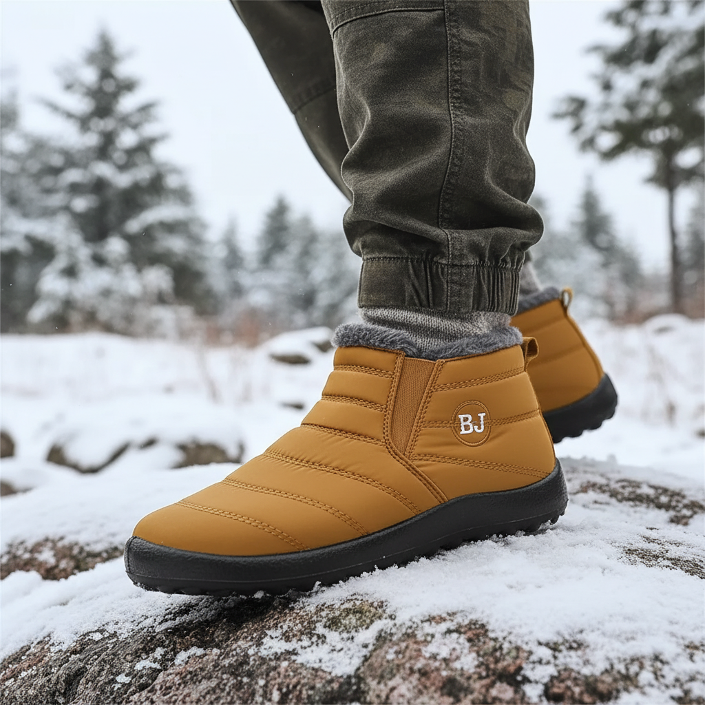 Rugged-grip insulated ankle boots.