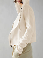 Cropped Hoodie Waffle-Knit Zip